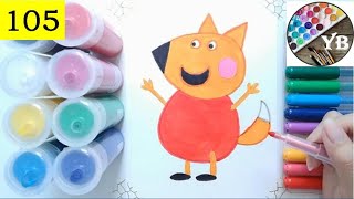 How to draw Freddy Fox? | Peppa Pig | Kids Watercolors painting | Cartoon Animal[YB Art Studio #105]