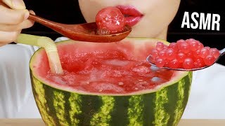 ASMR POPPING BOBA WATERMELON PUNCH 팝핑보바 수박화채 먹방🍉Eating Sounds Mukbang