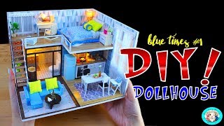 DIY Miniature Full house Dollhouse Miniature with Furniture, Wooden Dollhouse Kit Blue Times PART 1