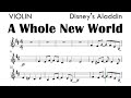 A Whole New World Violin Sheet Music Backing Track Play Along Partitura