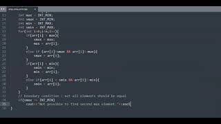 Find Second Maximum and Second Minimum Element in an Array, C++ Implementation.