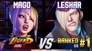 SF6 ▰ MAGO (Juri) vs LESHAR (#1 Ranked Ed) ▰ High Level Gameplay