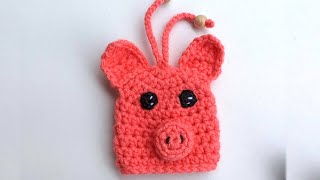 Crochet Piggy Key Cover