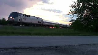 CSX P050 (AMTK 50) with AMTK 22 and 3 Private Cars (SUEX 800257, 7149, and 200) in Rensselaer, IN