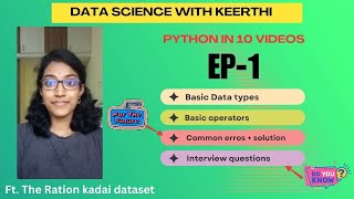 Python in 10 videos - Basic data types & operators [Ep - 1] | Tamil #pythonforbeginners #datascience