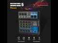 Mini Audio DJ Mixer Soundboard Console System, 5 Channel 48V Phantom Power with Bluetooth USB MP3