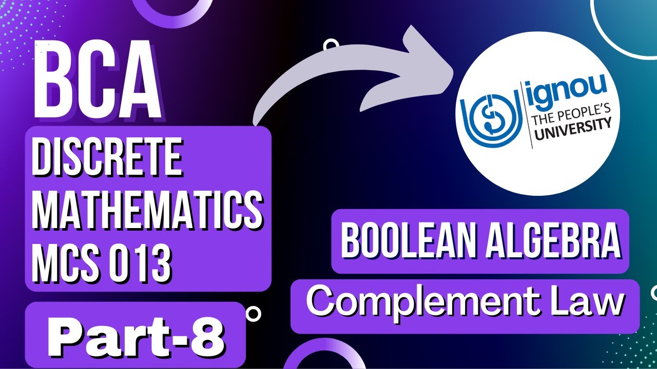 IGNOU BCA Discrete Mathematics MCS 013 (Part-8)| Boolean Algebra ...