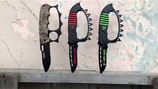 Zombie Tactical Brass Knuckle Spring Assisted Pocket Knife