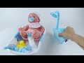 12 Inch Blink Eyes Plastic Baby Boy Pee Doll Toy Set With Nipple & Bath Tub