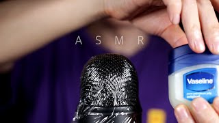 ASMR Plastic Wrap over Mic Part 2 w/ Vaseline, brushes, fluffy ear picks | No Talking