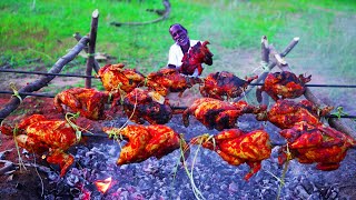 30KG FULL CHICKEN GRILLED RECIPE | SPICY CHICKEN TANDOORI |Village Grandpa Cooking Show |KARUPPASAMI