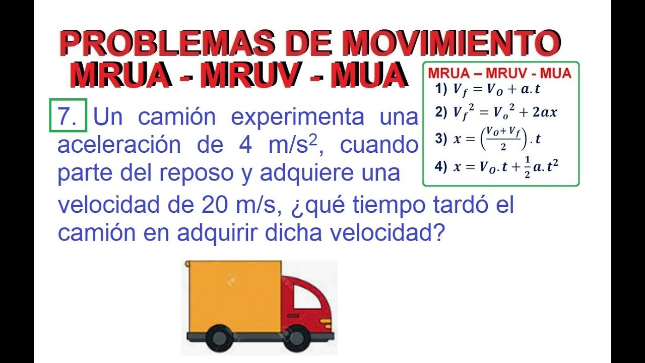 7. PROBLEMAS DE MOVIMIENTO RECTILÍNEO UNIFORMEMENTE ACELERADO. (MRUA ...