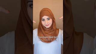 Cross Layer Hijab Style for Wedding or Party using one pin #hijabstyle #hijabtutorial #wedding