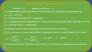 Activity and Activity coefficient