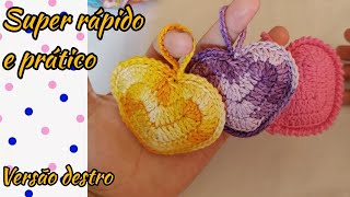 📢 tutorial passo a passo chaveiro coração em crochê, fácil e rápido/versão destro