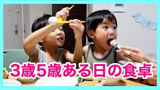 【夕飯】ある日の晩ごはん。３歳と５歳のいる食卓【モッパン】