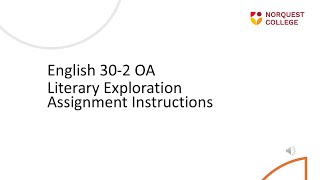 ELA 30-2 OA Literary Exploration Assignment Instructions