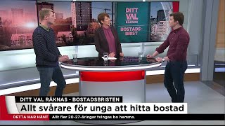 Debatt mellan C och V - hur ska bostadsbristen för unga lösas? - Nyheterna (TV4)