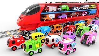 Colors for Children with Train Transporter Toy Street Vehicles