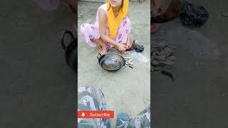 village girl  fish cutting # shorts