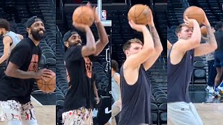 Kyrie Irving, Luka Dončić Shooting Contest At Mavs Practice Before Game 2 Agains