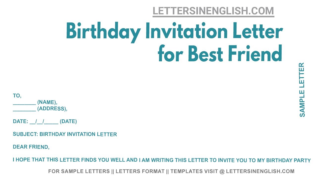Invitation Letter For Birthday Party To Friend In English Age Infoupdate Org Invitation Letter For Birthday Party To Friend In English Age Infoupdate Org