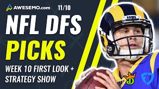 NFL DFS PICKS: WEEK 10 FIRST LOOK DRAFTKINGS + FANDUEL STRATEGY 11/10