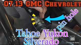 07-13 GMC Chevy Tahoe Yukon Silverado how to remove ignition cylinder stuck key won't turn or out