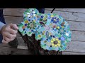 making a mosaic tree stump table