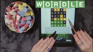 ASMR Eating Squashies Gummy Candy & WORDLE on iPad | Whispered Game Play