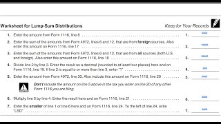 Worksheet for Lump Sum Distributions Walkthrough (IRS Form 1116)