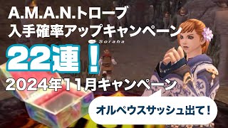 FF11/狙えオルペウスサッシュ！A.M.A.N.トローブオリジナル装備品入手確率アップキャンペーン22回チャレンジの結果は！？