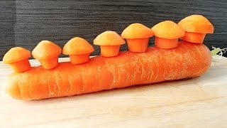 Art In Carrot Mushroom - Vegetable Carving Garnish - Party Garnishing - Food Decoration