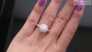 1 18CT ESTATE VINTAGE ROUND DIAMOND ENGAGEMENT WEDDING RING 14KWG HALO EGL USA