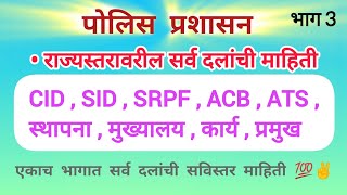 राज्यस्तरावरील दल | पोलीस दलांची माहिती | पोलीस भरती | पोलीस प्रशासन | सामान्य ज्ञान |