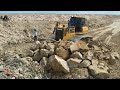 The Best Ability Shantui Bulldozer Equipment Pushing Huge Rock And Dump Trucks Unloading Extreme