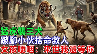 民間故事：猛虎襲三犬，跛腳小伙捨命救人，女孩哽咽：來世我還等你