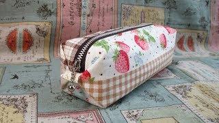 簡単キャラメルペンケース 作ってみた＆作り方　kawaii pouch 裏地付き 縫い代の見えない作り方　22cmファスナー使用