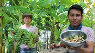 ធ្វេីចេកបំពងគ្រឿងញុំា​ Fried Banana hot spice salad recipe