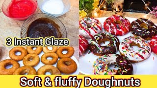 Doughnuts Recipe | Soft & Fluffy Homemade Doughnuts with Chocolate, White & Pink