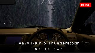 Rain \u0026 Thunderstorm Sounds for Deep Sleep, Focus, \u0026 Relaxation | ASMR Car Interior Sounds