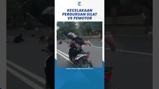 Detik-detik Kecelakaan Anggota Perguruan Silat Vs Pemotor saat Konvoi