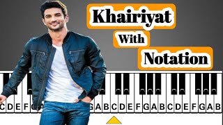Khairiyat Song | Piano Lesson With Notation | Sushant Singh Rajput | By Acoustic Awadh Boy