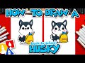 How To Draw A Cute Husky With A Backpack