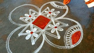 Chithirai 1special flowers kolam/easy muggulu/tamizh puthandu rangoli/4*2*2/ smart \u0026 super rangoli