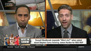 ESPN First Take Today - Russell Westbrook Responds to Steph Curry Saying James Harden Should Win MVP