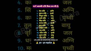 जानें आपकी राशि किस तत्व की है। #shorts #zodiac #astrology #rashifal #radheradhe #facts #jyotish #gk