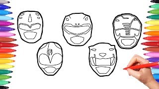 Power Rangers Faces Coloring Pages, How o Draw Power Rangers Faces, Colouring #powerrangers for Kids