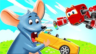 Supercar Rikki Stops the Giant Rat from destroying the City and Big Cars!