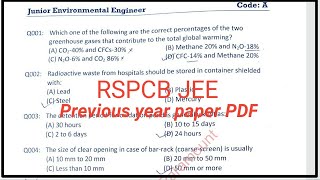 RSPCB Previous year paper pdf RSPCB JEE previous year paper pdf  RSPCB Previous year question paper